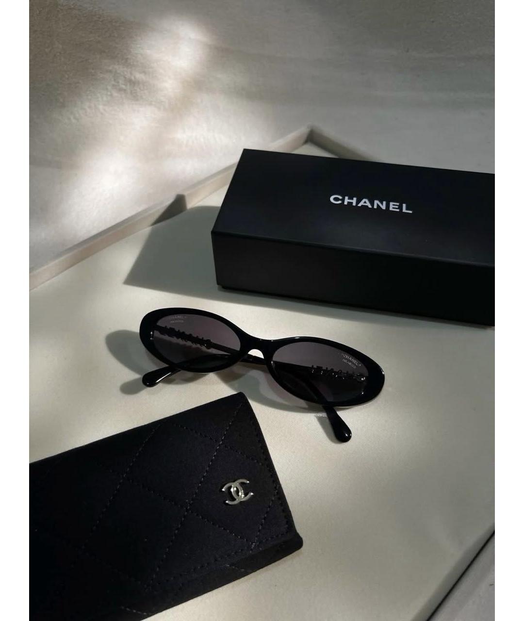 CHANEL Черные пластиковые солнцезащитные очки, фото 6