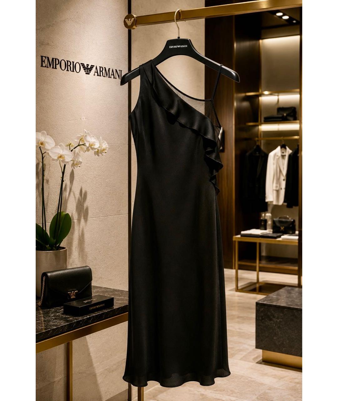 EMPORIO ARMANI Черное полиэстеровое вечернее платье, фото 5