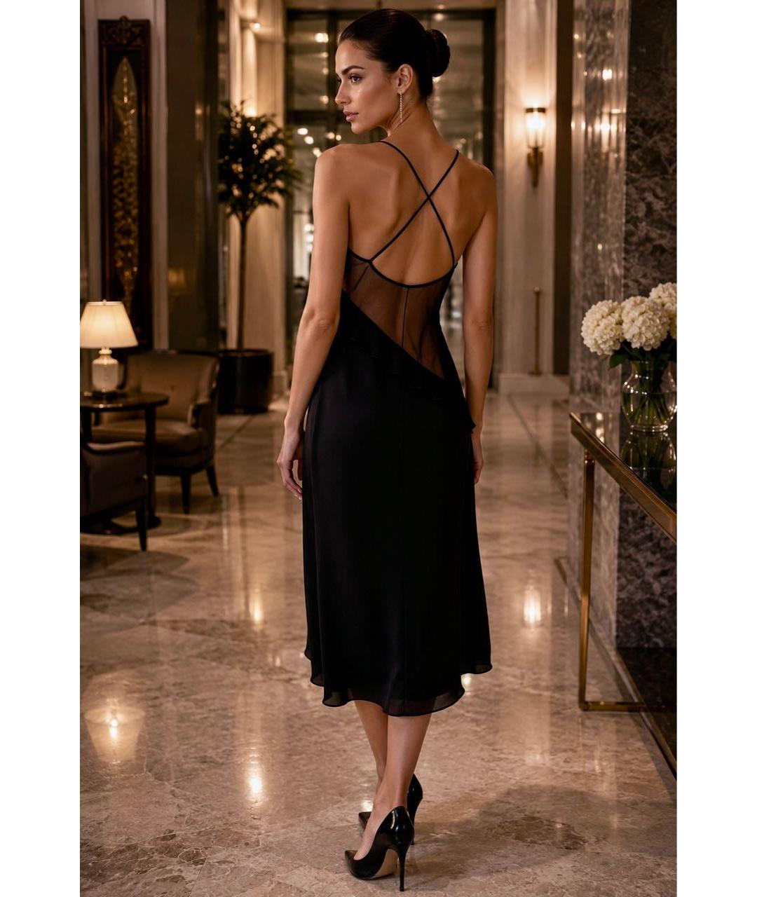 EMPORIO ARMANI Черное полиэстеровое вечернее платье, фото 3