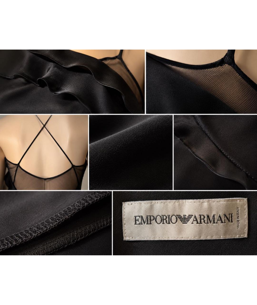 EMPORIO ARMANI Черное полиэстеровое вечернее платье, фото 7