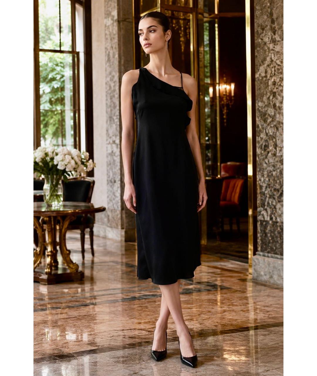 EMPORIO ARMANI Черное полиэстеровое вечернее платье, фото 4