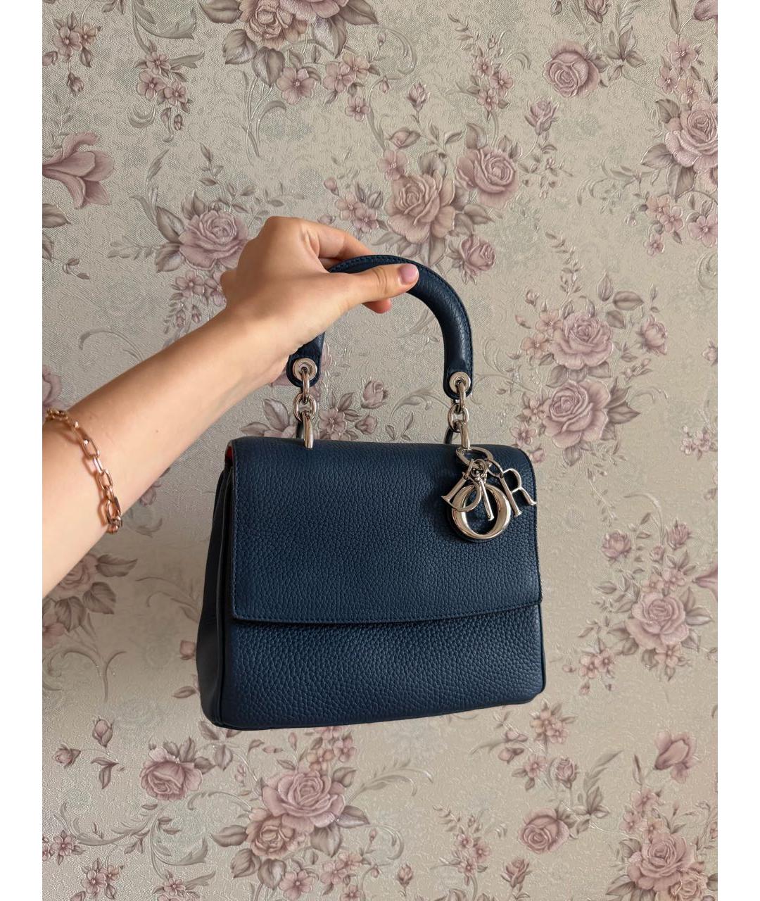 CHRISTIAN DIOR Темно-синяя кожаная сумка с короткими ручками, фото 5