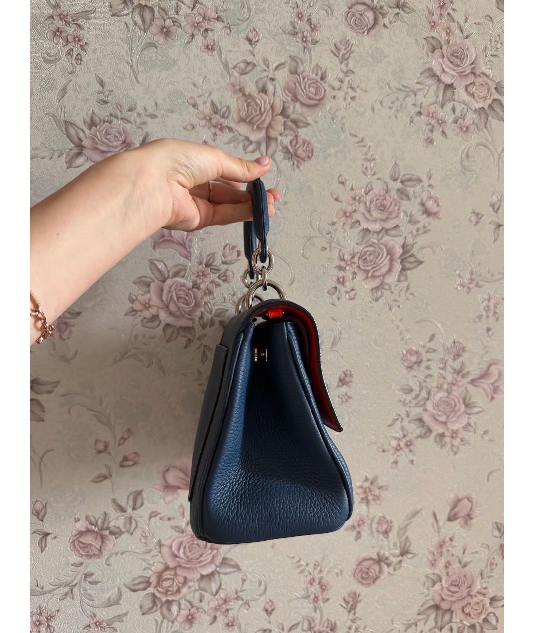 CHRISTIAN DIOR Темно-синяя кожаная сумка с короткими ручками, фото 2