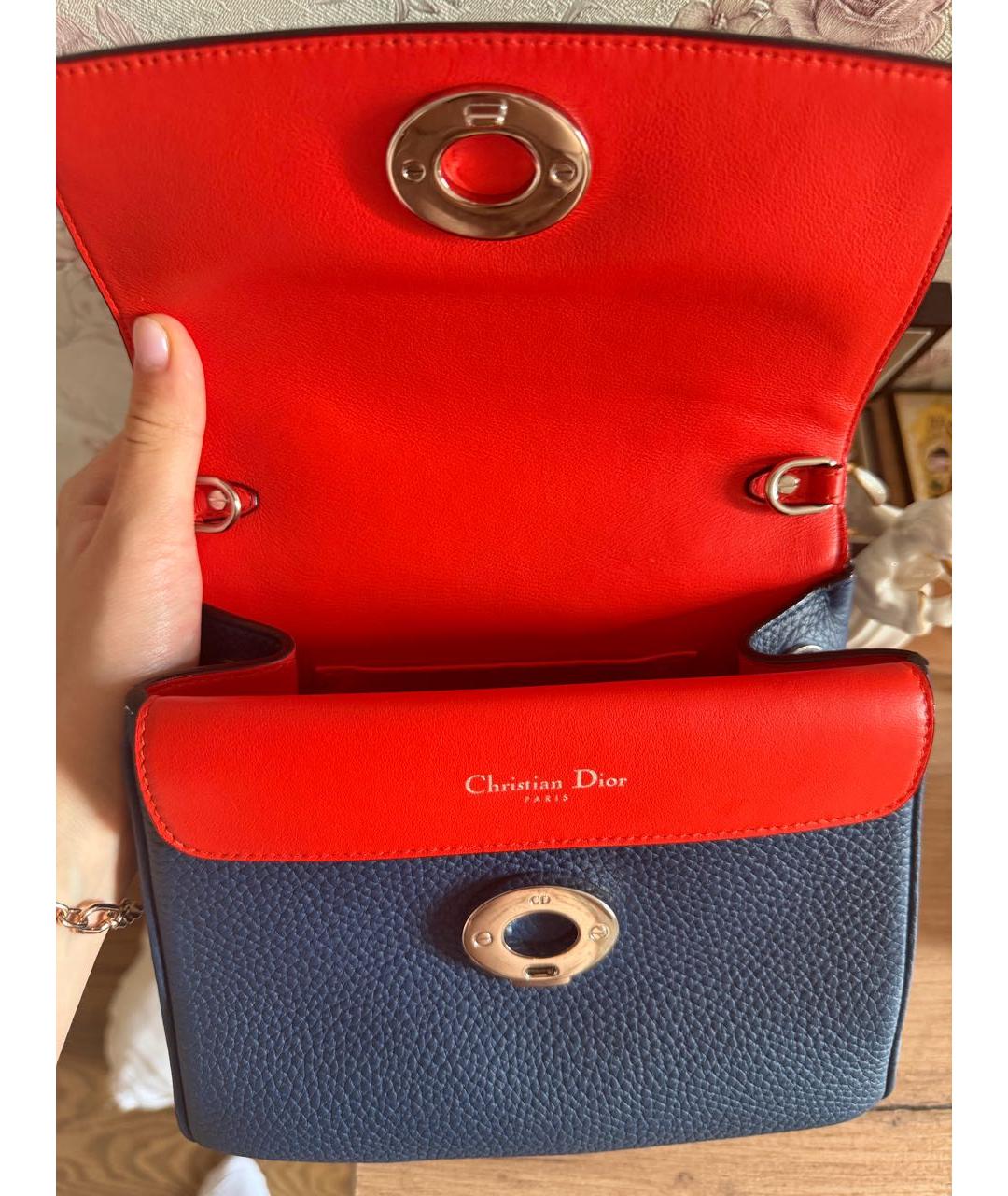 CHRISTIAN DIOR Темно-синяя кожаная сумка с короткими ручками, фото 4