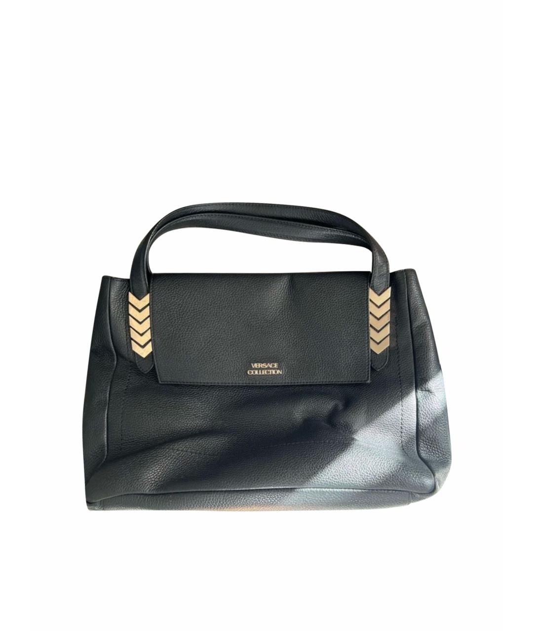 VERSACE COLLECTION Черная кожаная сумка с короткими ручками, фото 1