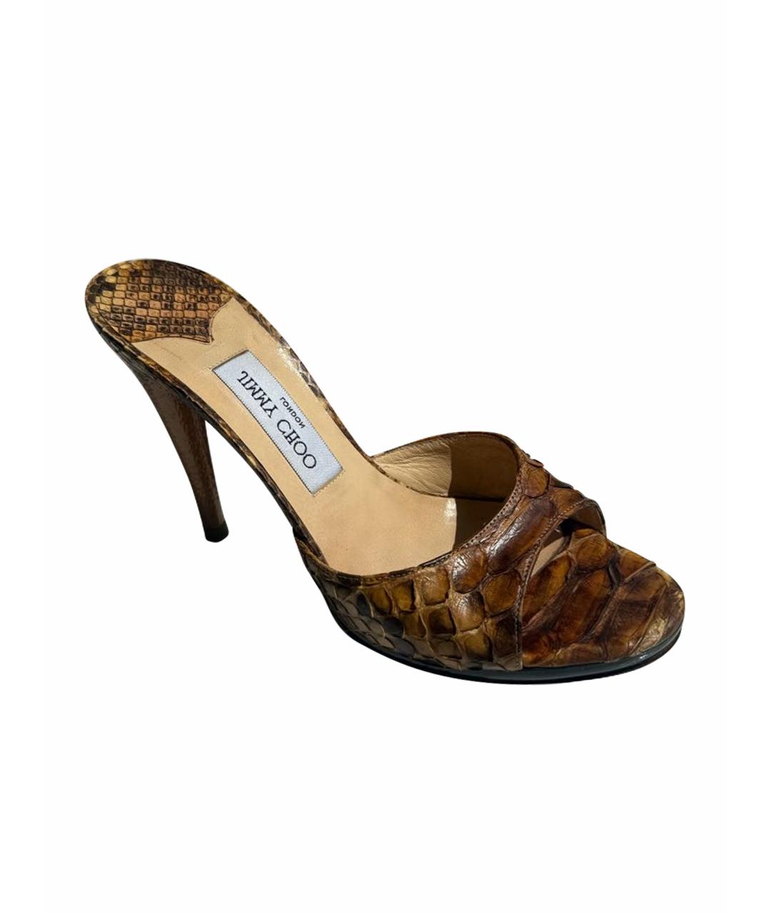JIMMY CHOO Коричневые мюли из экзотической кожи, фото 1