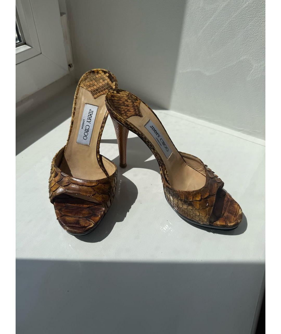 JIMMY CHOO Коричневые мюли из экзотической кожи, фото 7