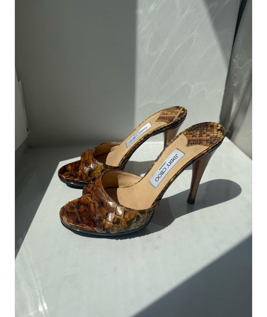 JIMMY CHOO Коричневые мюли из экзотической кожи, фото 4