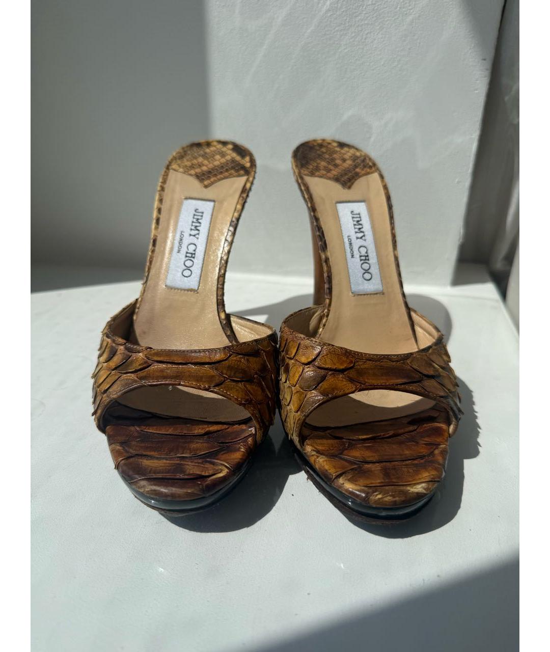 JIMMY CHOO Коричневые мюли из экзотической кожи, фото 2