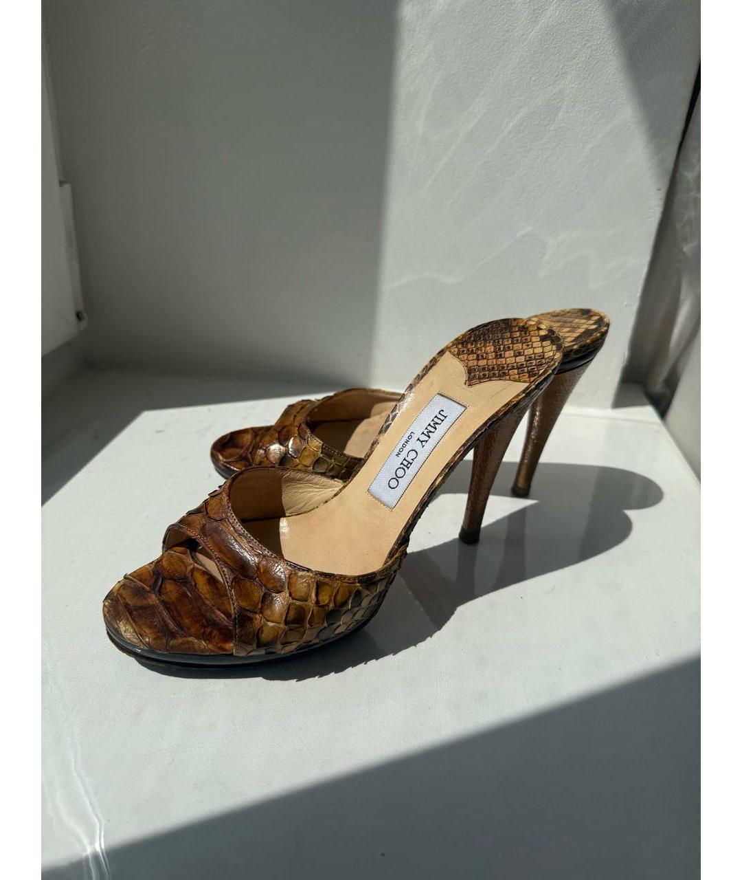 JIMMY CHOO Коричневые мюли из экзотической кожи, фото 8
