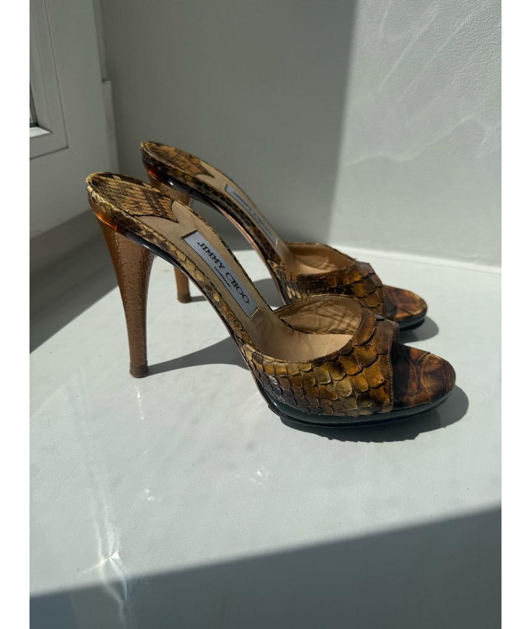 JIMMY CHOO Коричневые мюли из экзотической кожи, фото 6