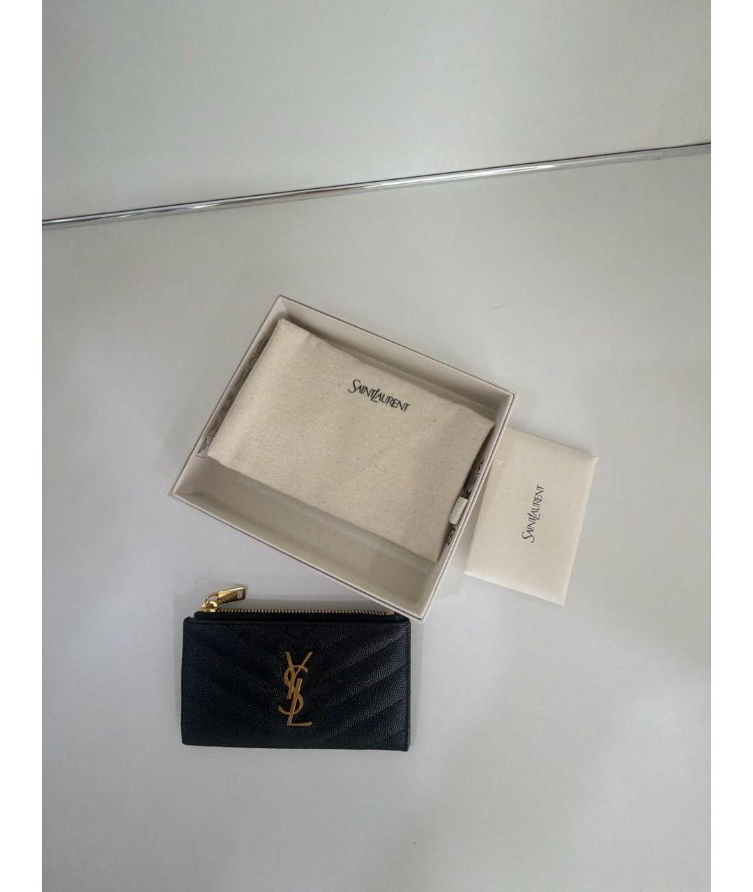 SAINT LAURENT Черный кожаный кардхолдер, фото 5