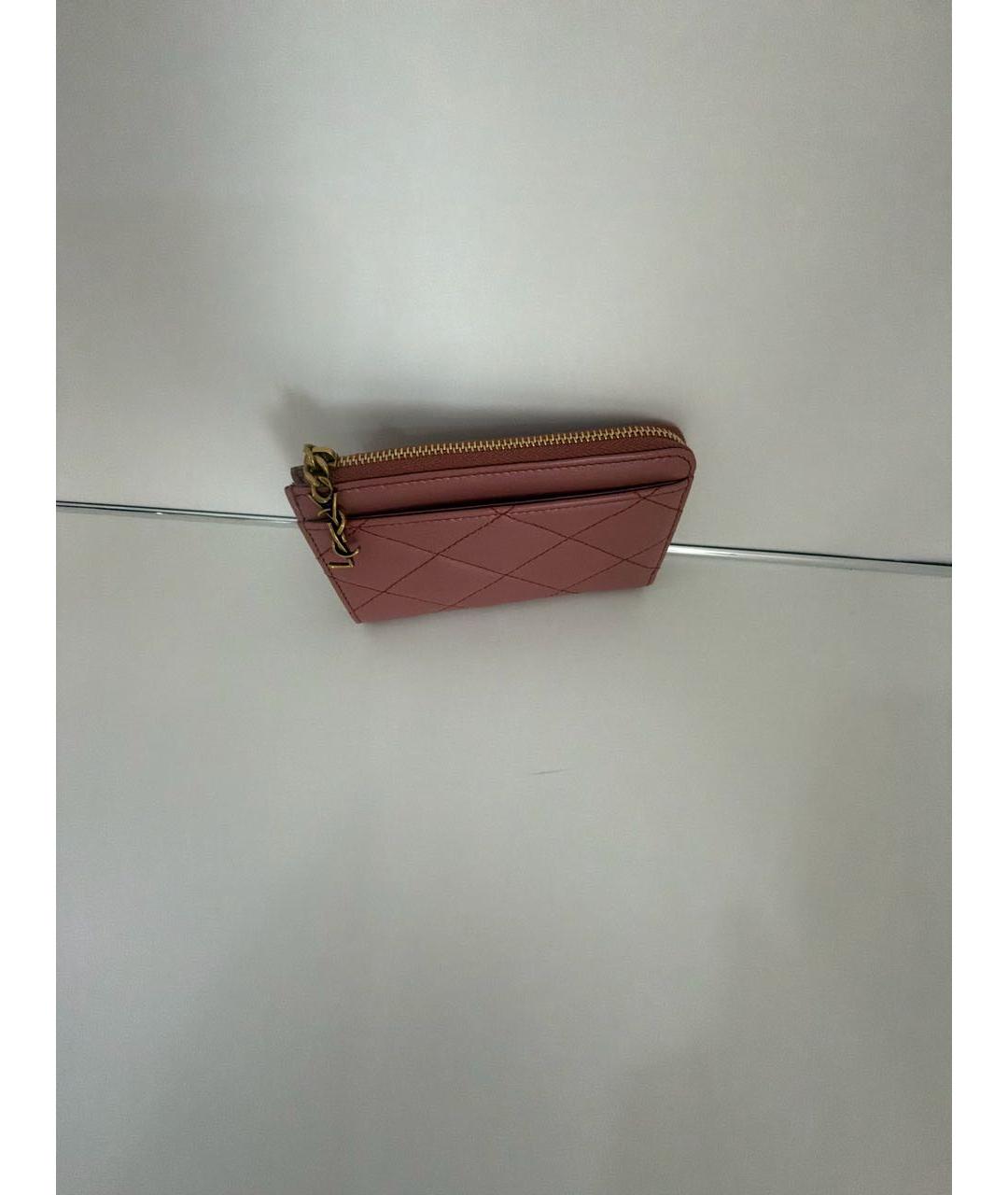 SAINT LAURENT Розовый кожаный кошелек, фото 2