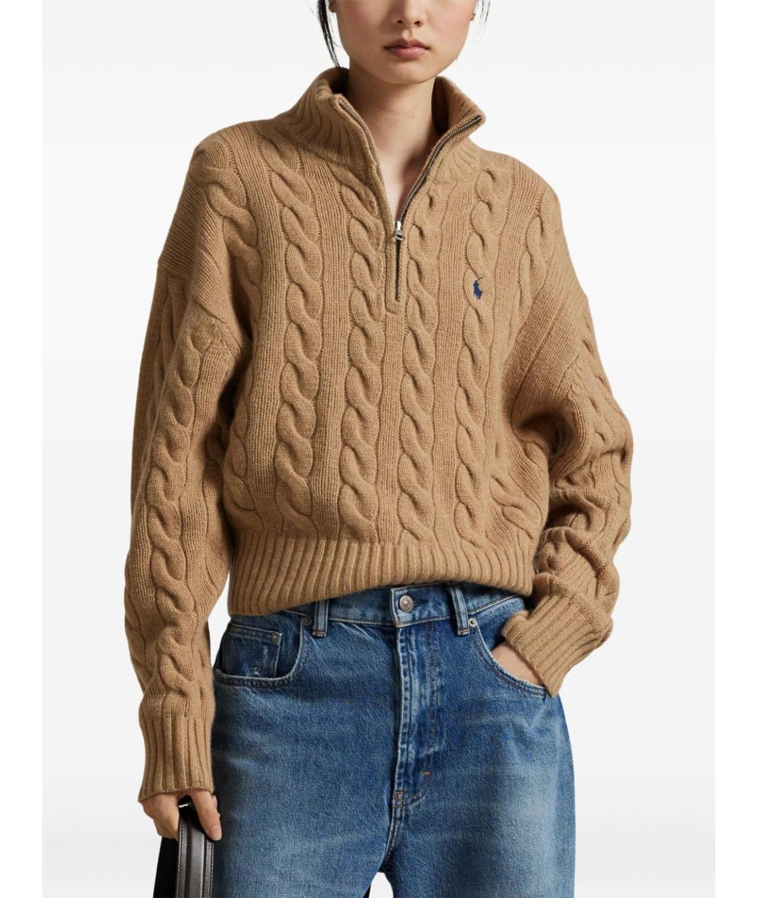 POLO RALPH LAUREN Бежевый шерстяной джемпер / свитер, фото 2