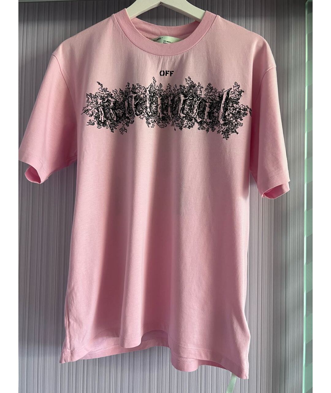 OFF-WHITE Розовая хлопковая футболка, фото 9