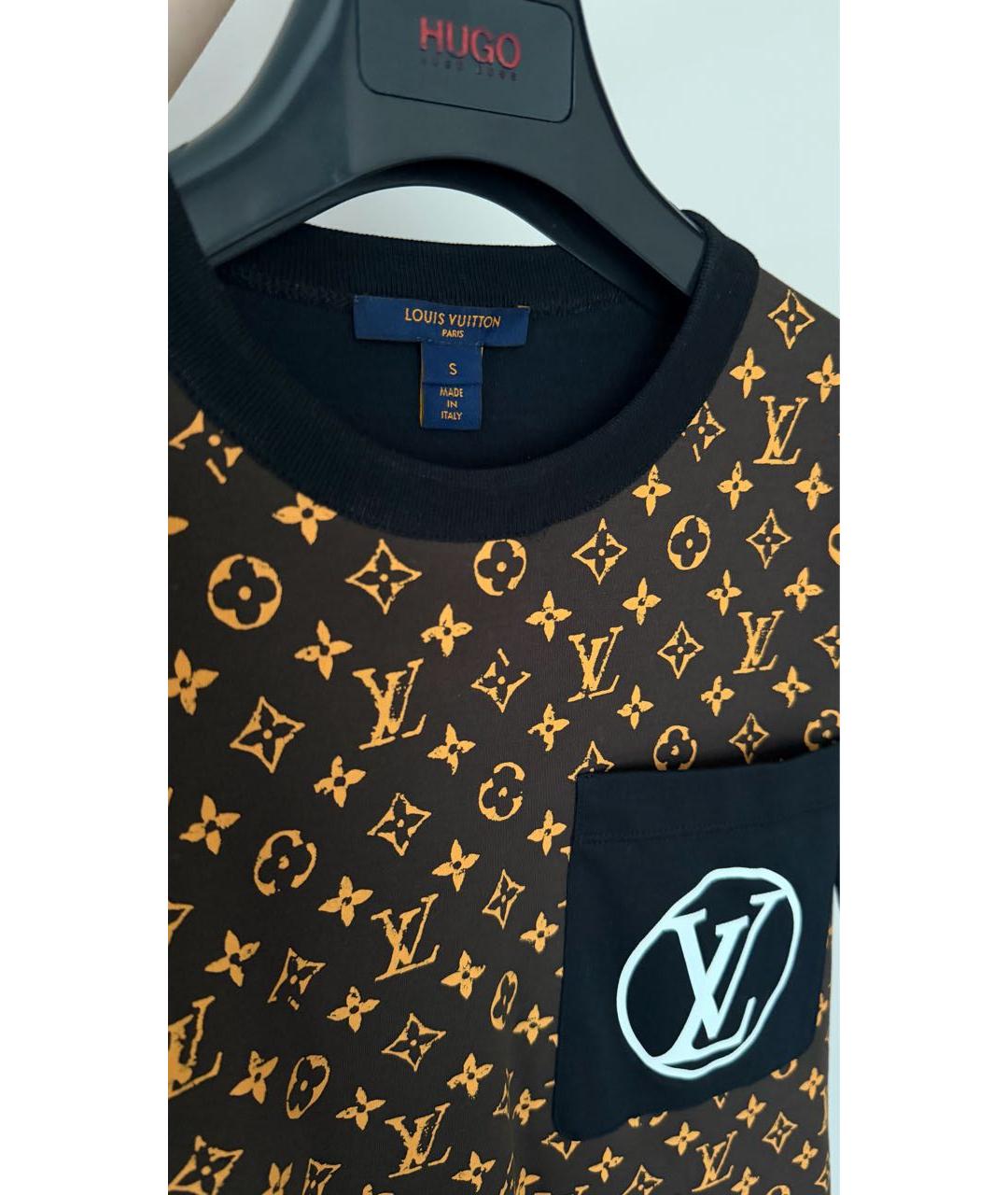 LOUIS VUITTON Черная хлопковая футболка, фото 3