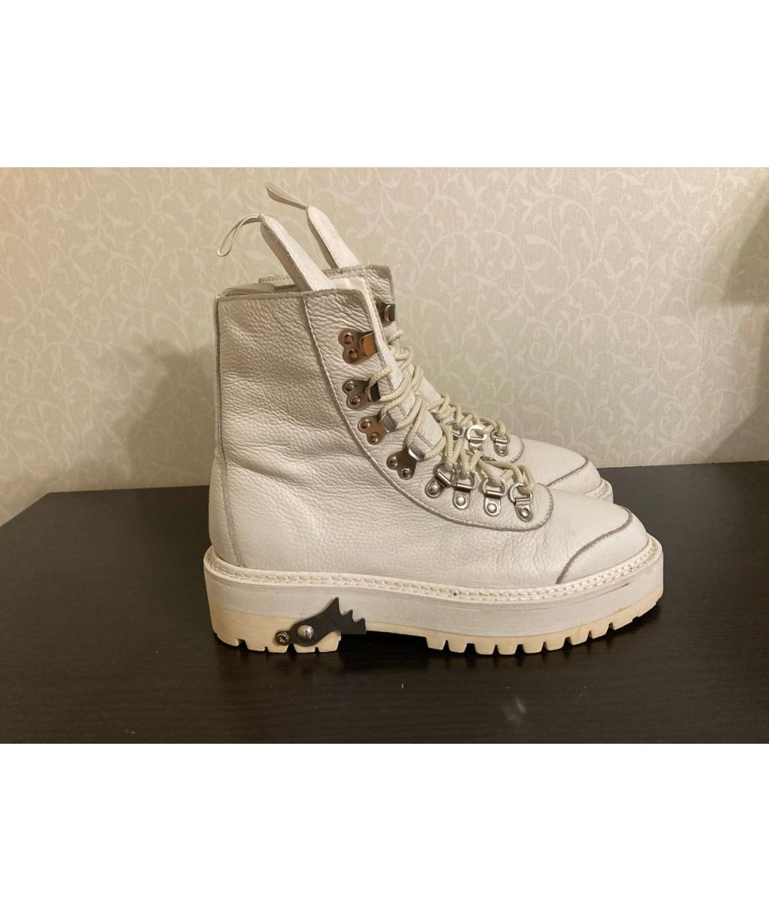 OFF-WHITE Белые кожаные ботинки, фото 7
