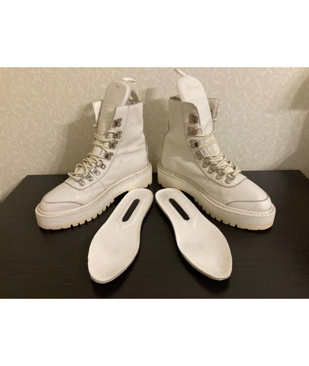 OFF-WHITE Белые кожаные ботинки, фото 3