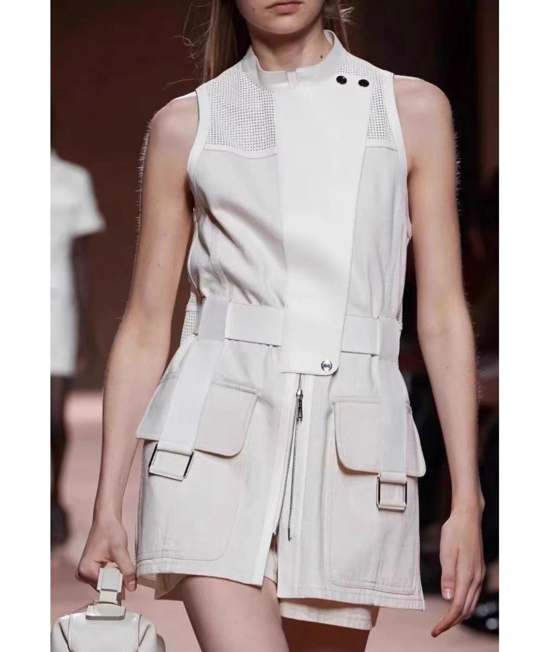 HERMES Бежевое кожаное повседневное платье, фото 6