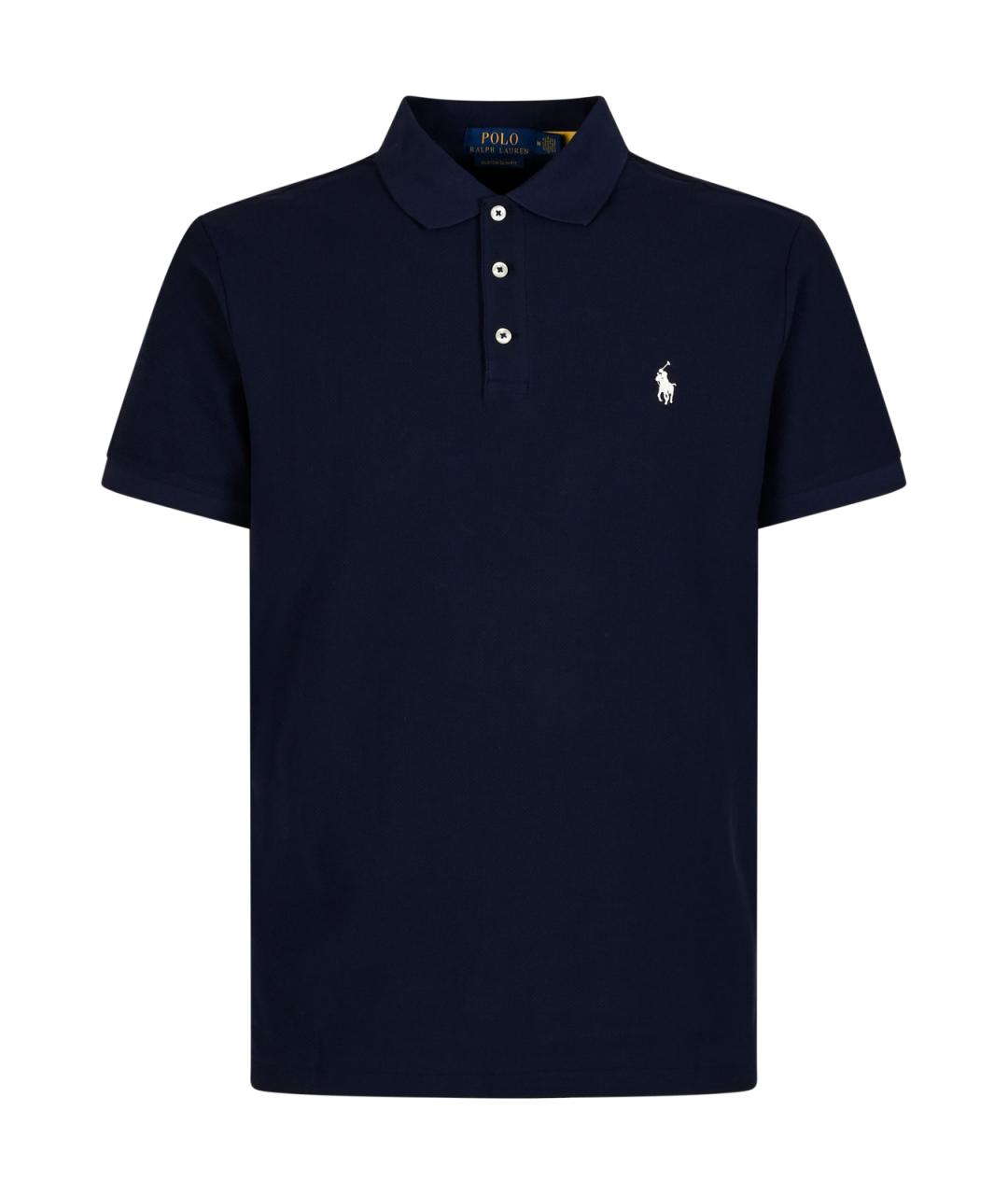 POLO RALPH LAUREN Темно-синее хлопковое поло с коротким рукавом, фото 1