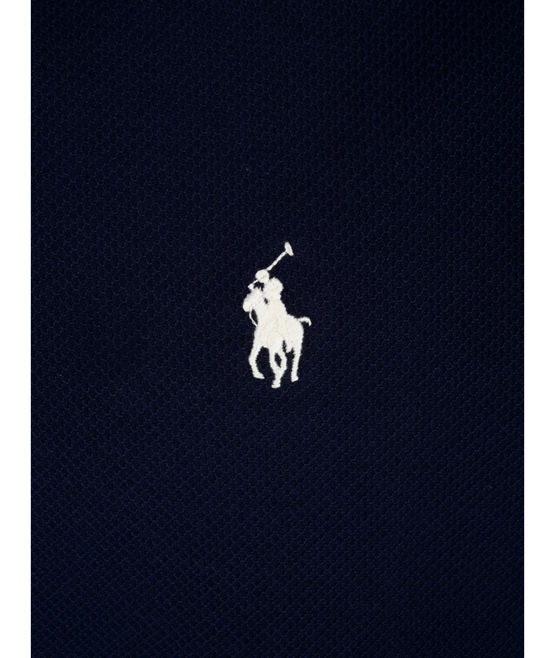 POLO RALPH LAUREN Темно-синее хлопковое поло с коротким рукавом, фото 3