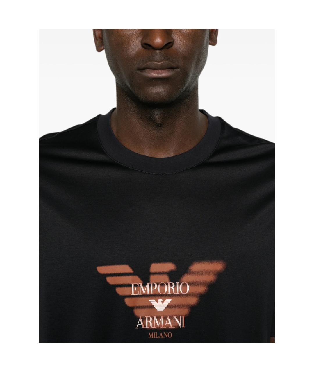 EMPORIO ARMANI Черная хлопковая футболка, фото 5