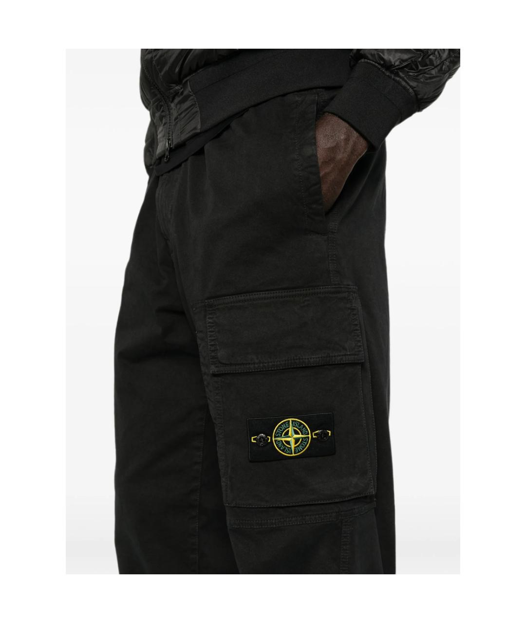 STONE ISLAND Черные хлопковые повседневные брюки, фото 2