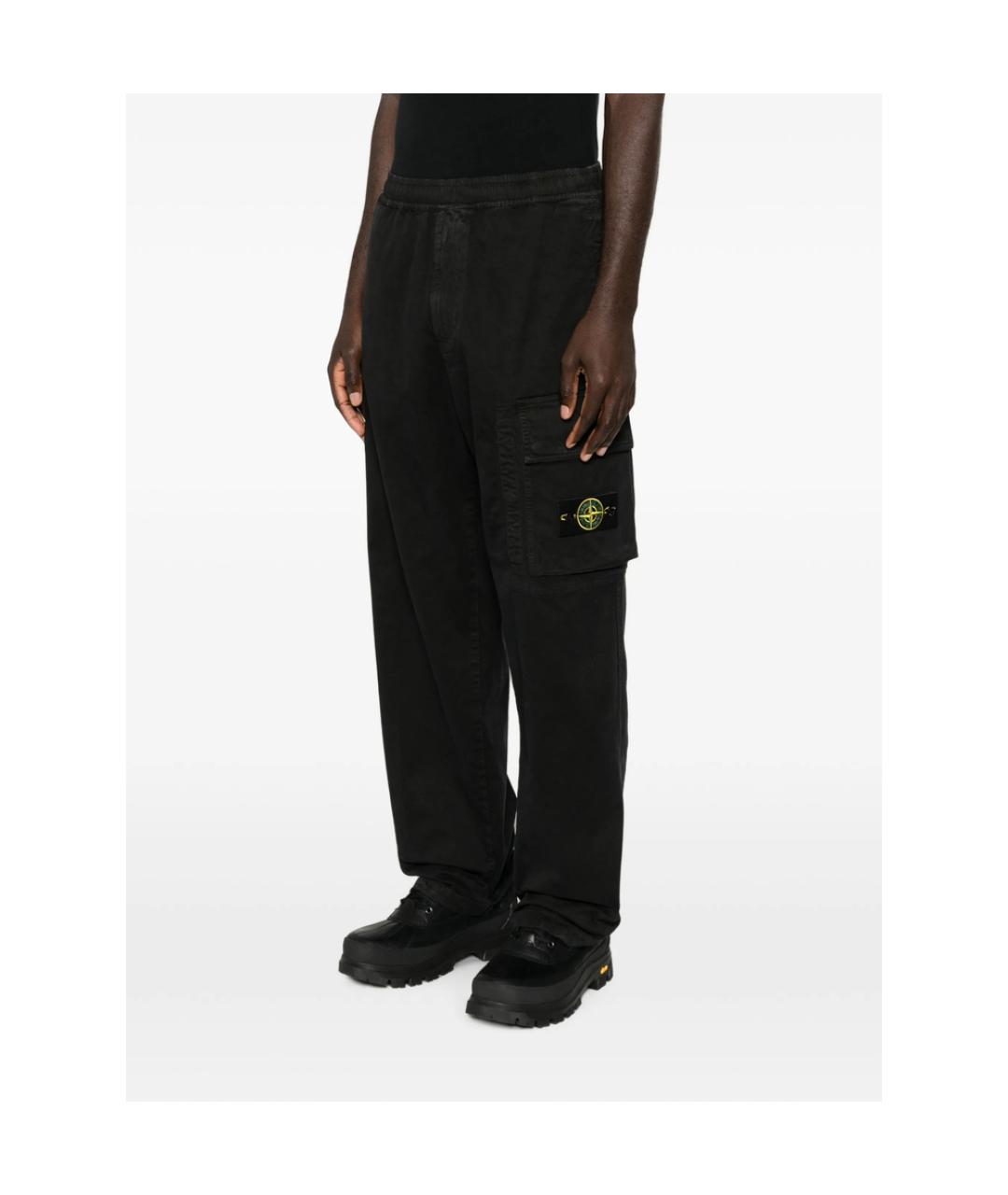STONE ISLAND Черные хлопковые повседневные брюки, фото 3