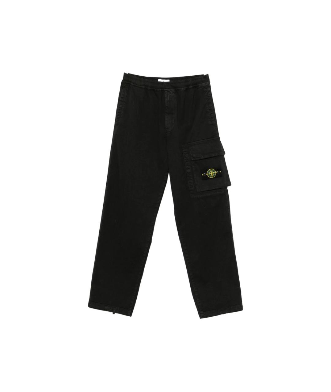 STONE ISLAND Черные хлопковые повседневные брюки, фото 1
