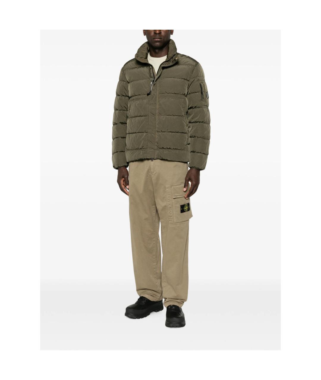 STONE ISLAND Зеленые хлопковые повседневные брюки, фото 2