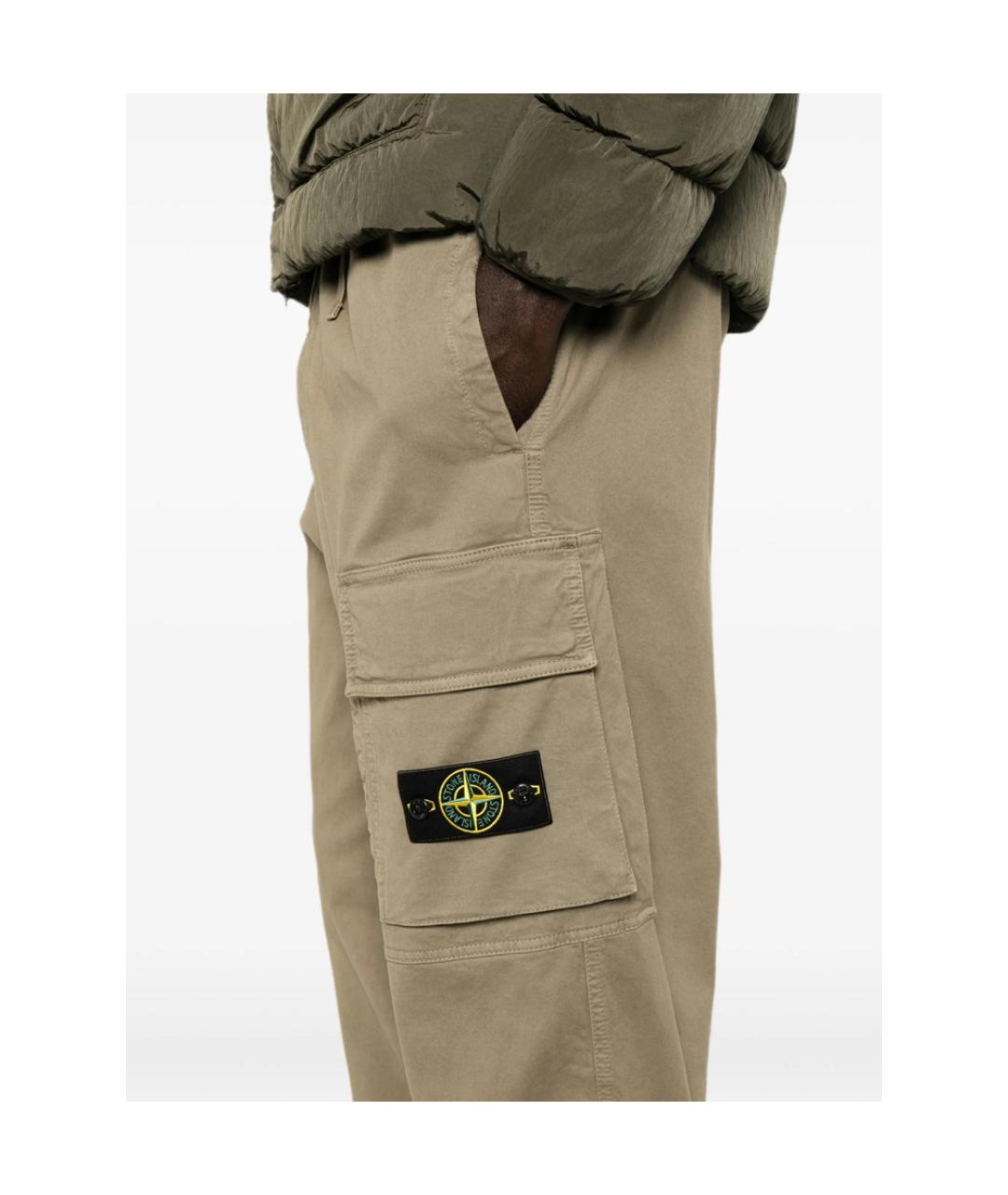 STONE ISLAND Зеленые хлопковые повседневные брюки, фото 4