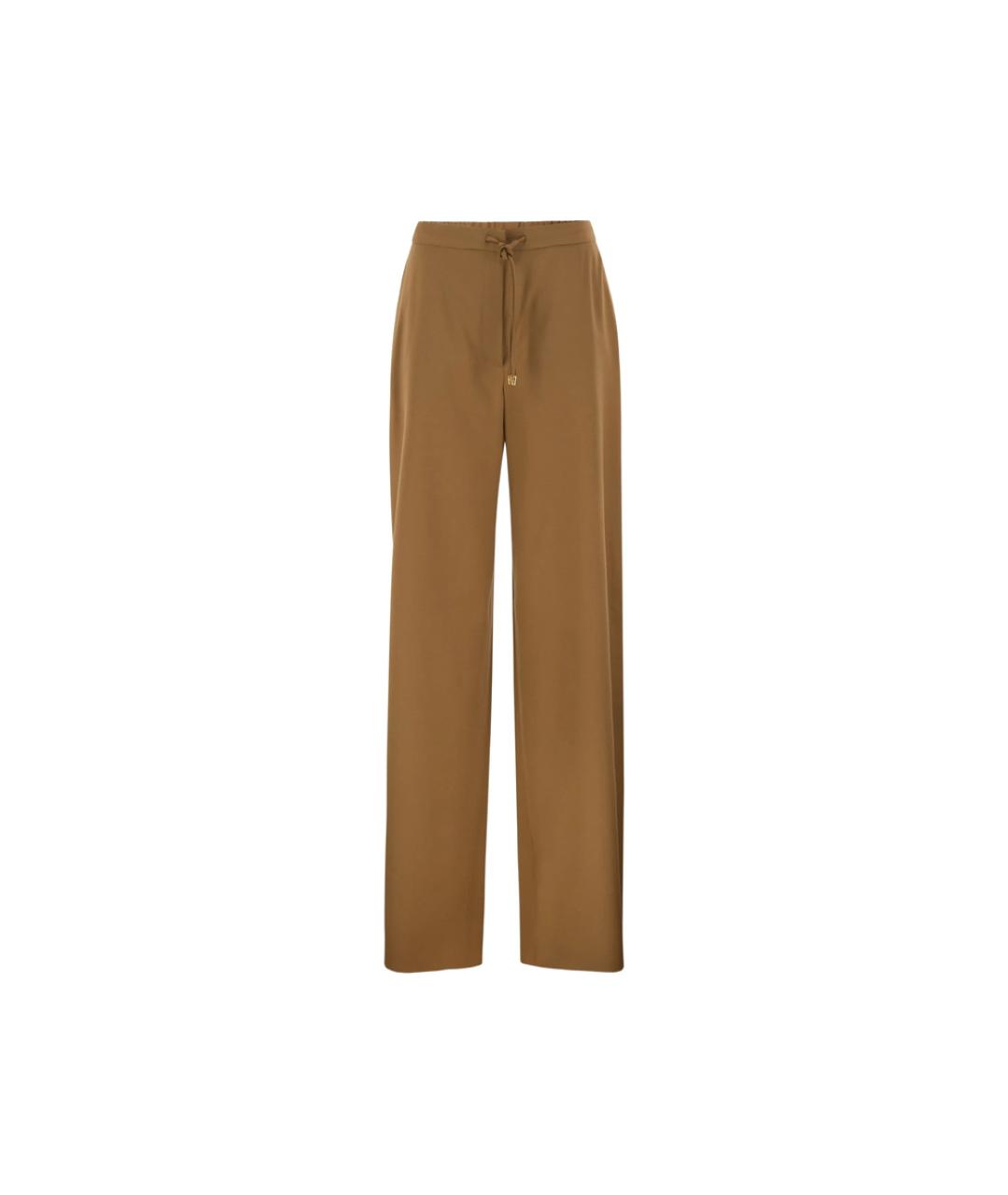 MAX MARA STUDIO Коричневые шерстяные прямые брюки, фото 1