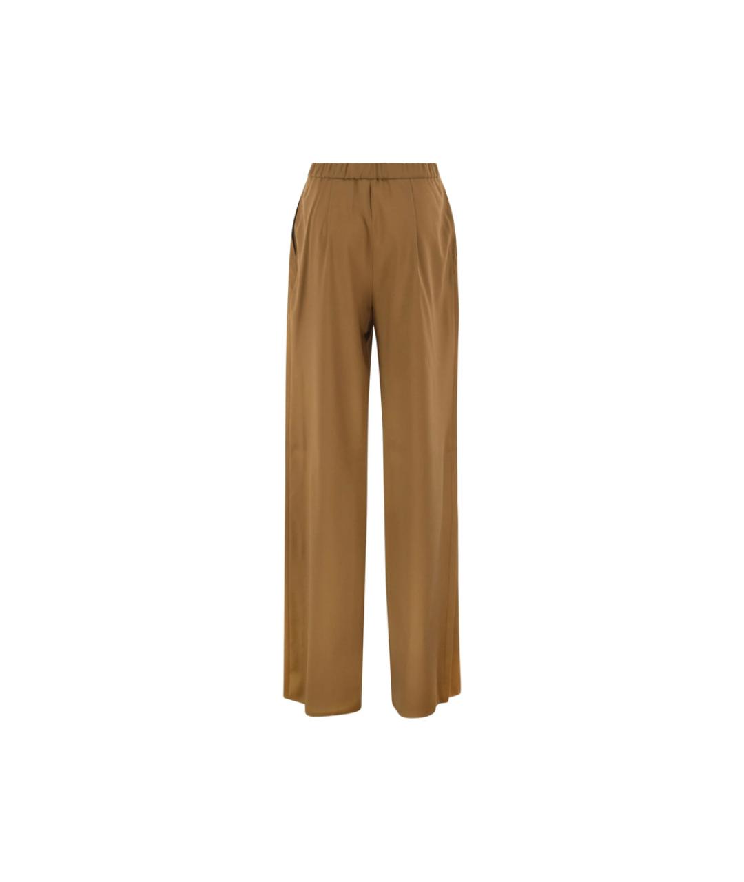 MAX MARA STUDIO Коричневые шерстяные прямые брюки, фото 3