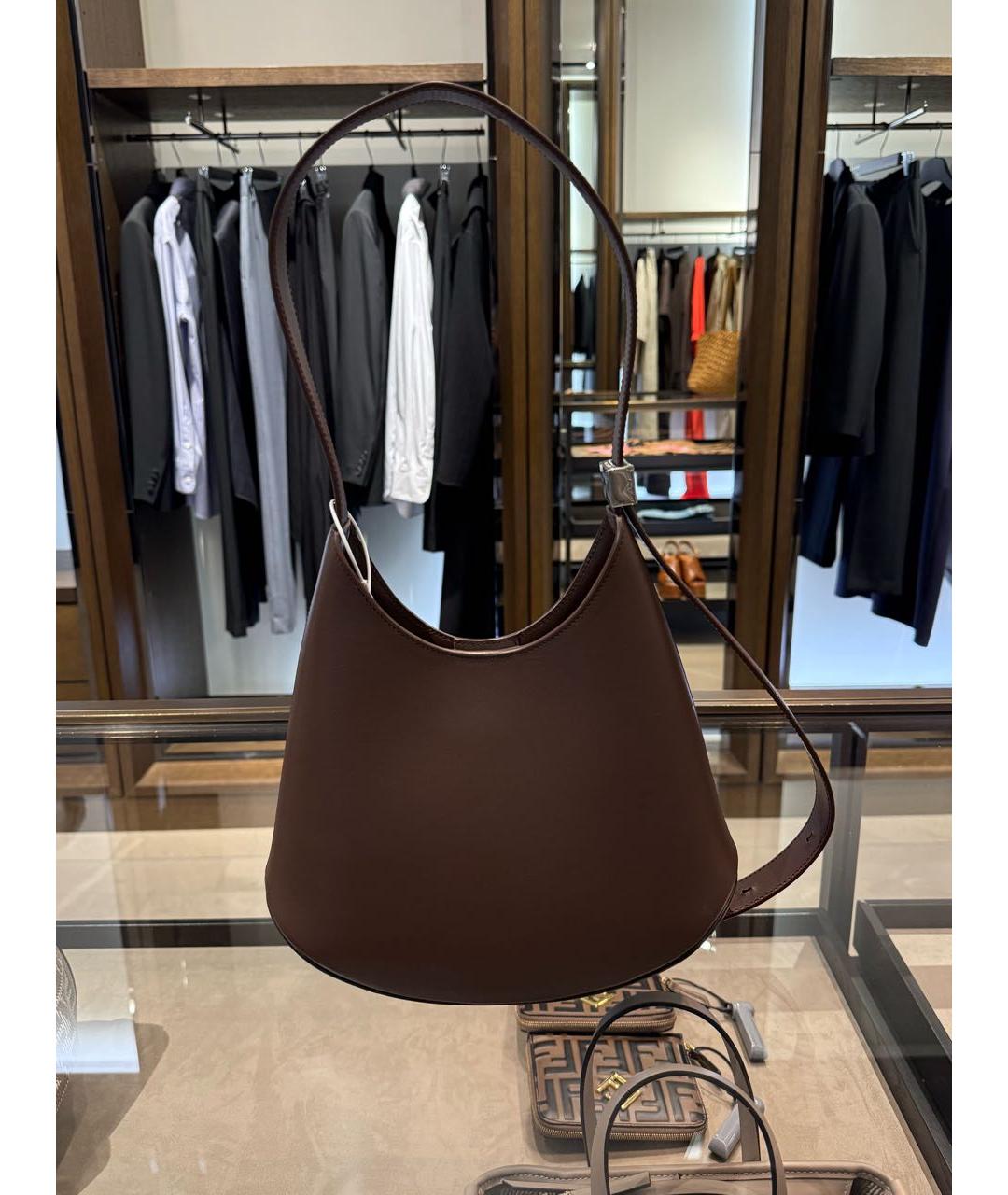 JIL SANDER Бордовая кожаная сумка с короткими ручками, фото 2