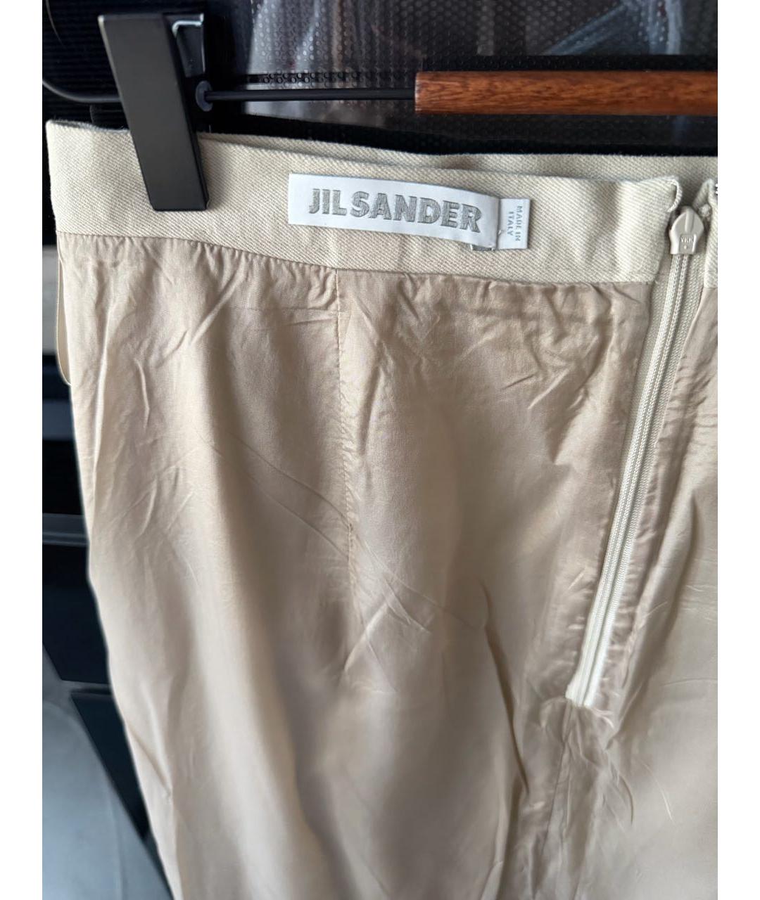 JIL SANDER Бежевая хлопко-эластановая юбка миди, фото 3