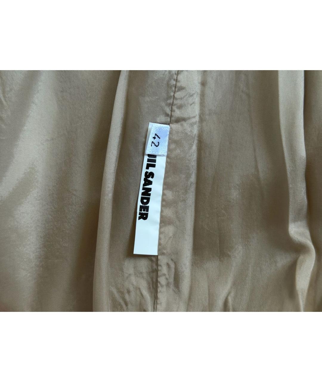 JIL SANDER Бежевая хлопко-эластановая юбка миди, фото 5