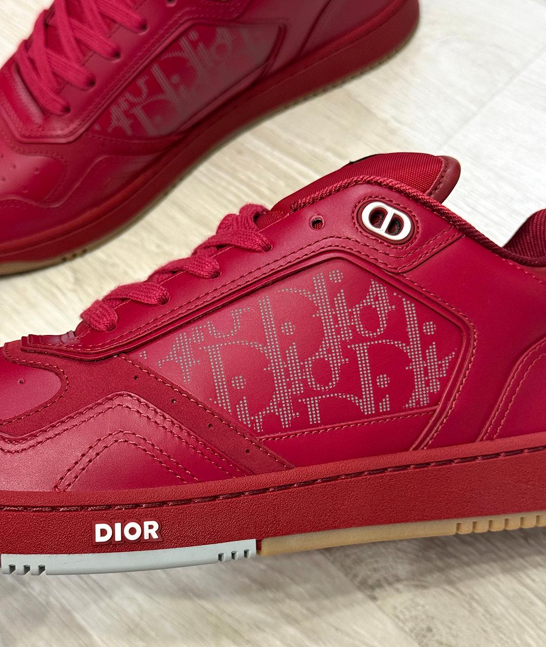 CHRISTIAN DIOR Красные кожаные кеды, фото 4
