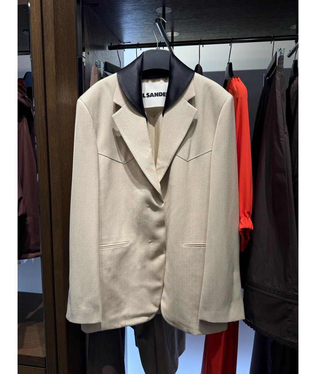 JIL SANDER Бежевый шелковый жакет/пиджак, фото 3