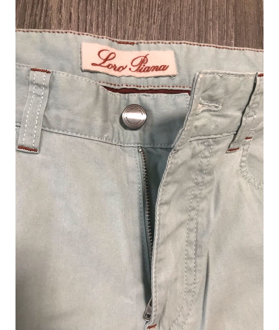 LORO PIANA Бирюзовые хлопко-эластановые прямые джинсы, фото 3