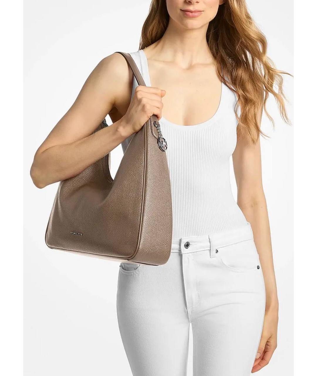 MICHAEL KORS Бежевая кожаная сумка тоут, фото 2