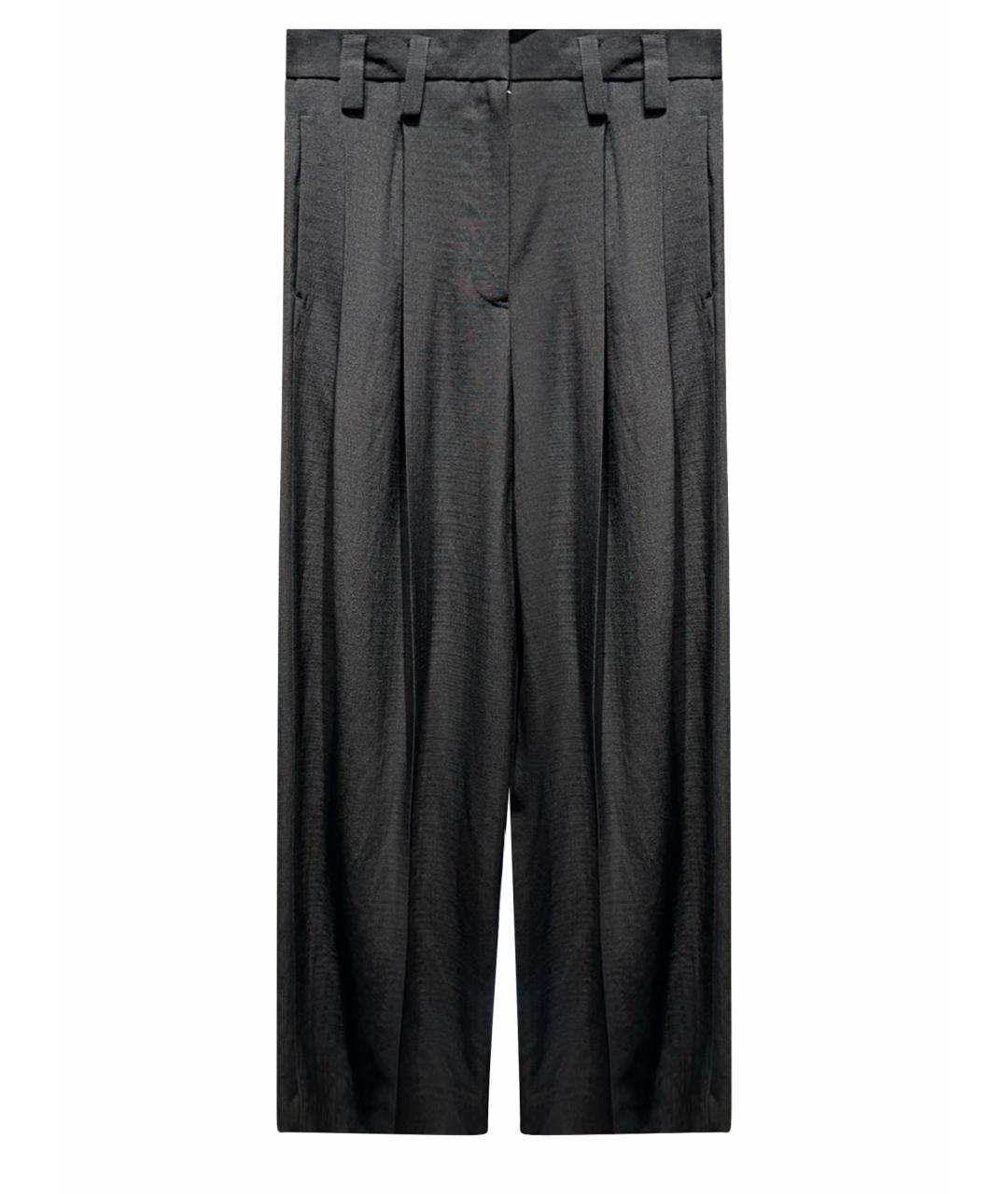 JIL SANDER Черные шелковые брюки широкие, фото 1