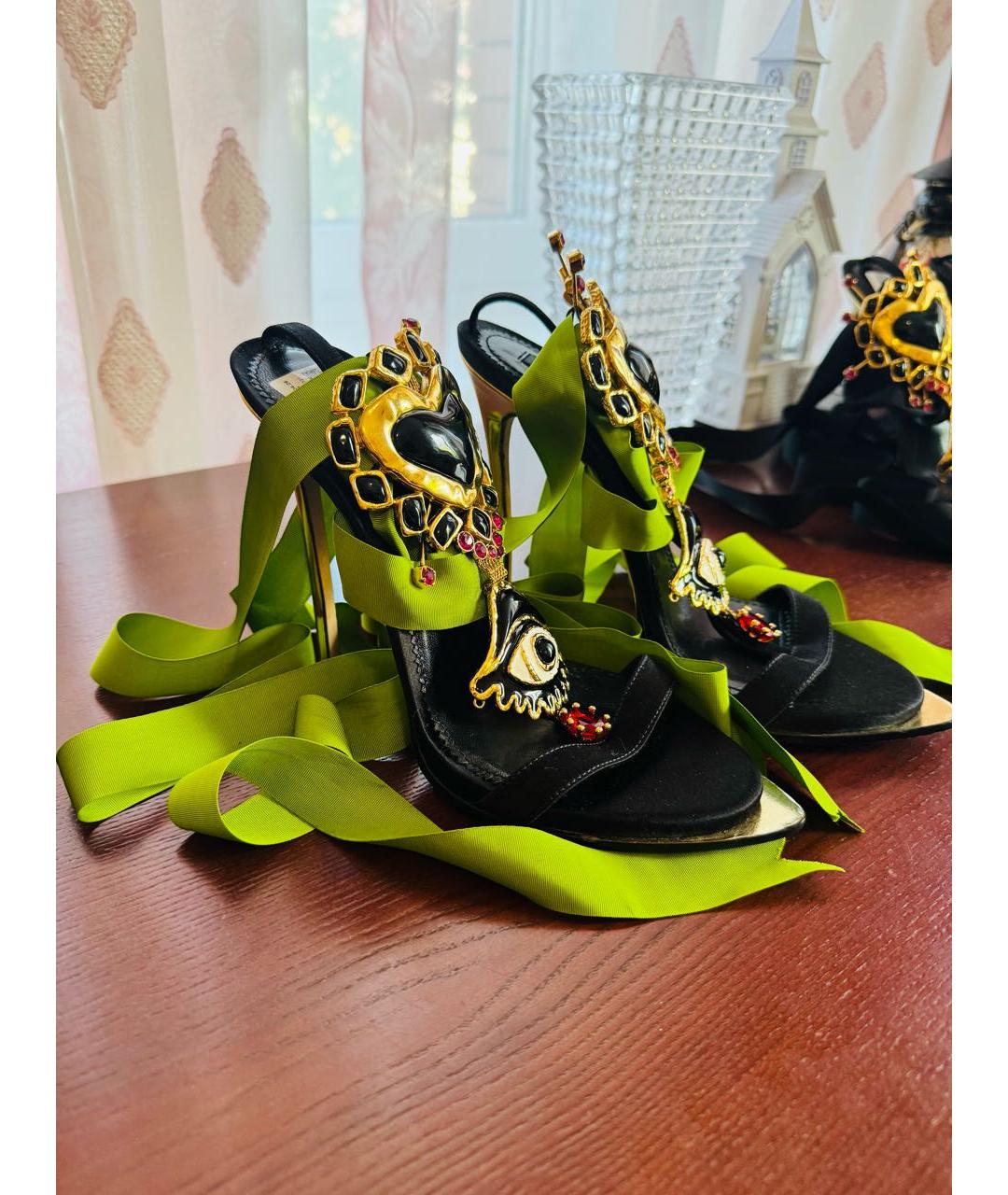DSQUARED2 Зеленые текстильные босоножки, фото 4