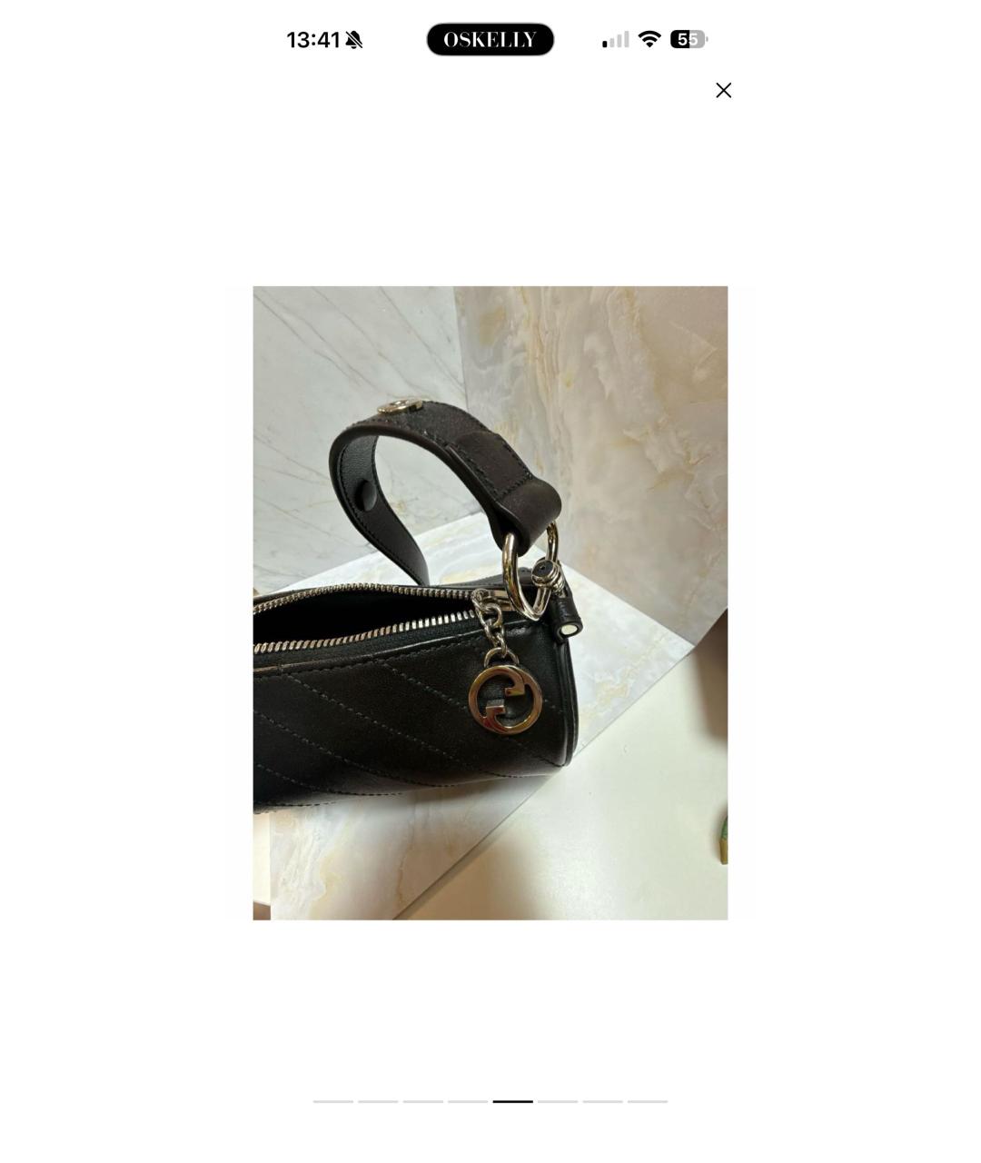 GUCCI Черная кожаная сумка с короткими ручками, фото 5