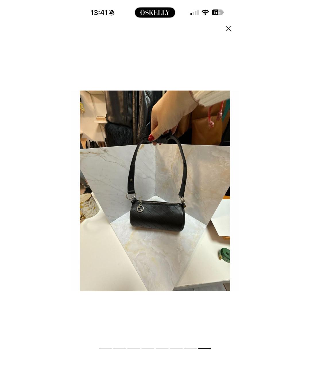 GUCCI Черная кожаная сумка с короткими ручками, фото 8