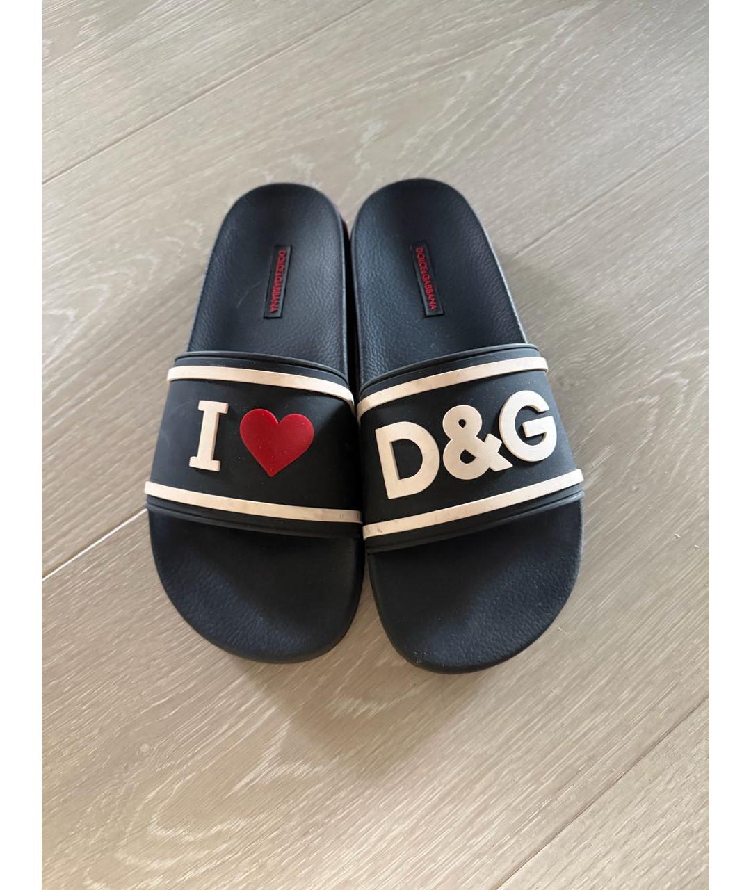 DOLCE&GABBANA Черные шлепанцы, фото 8