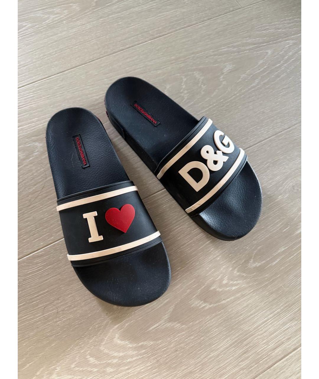 DOLCE&GABBANA Черные шлепанцы, фото 5