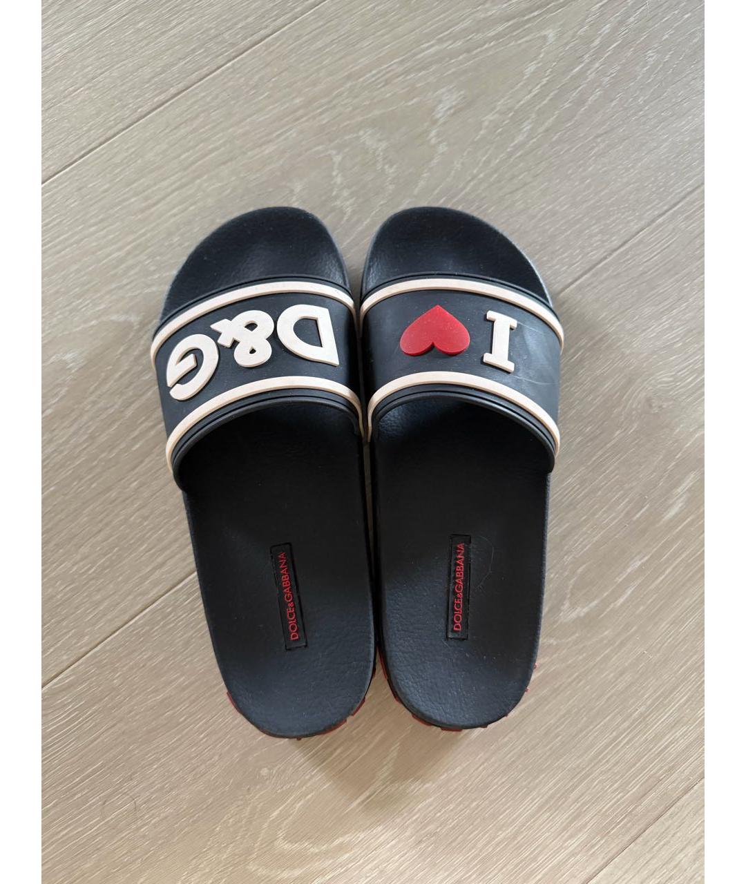 DOLCE&GABBANA Черные шлепанцы, фото 6