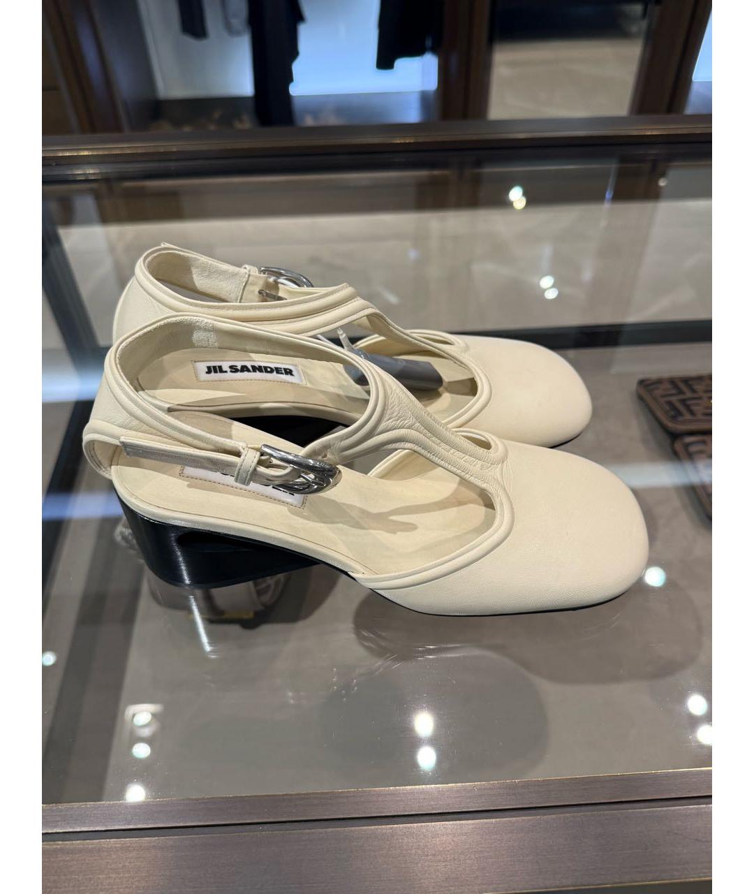 JIL SANDER Бежевые кожаные туфли, фото 2