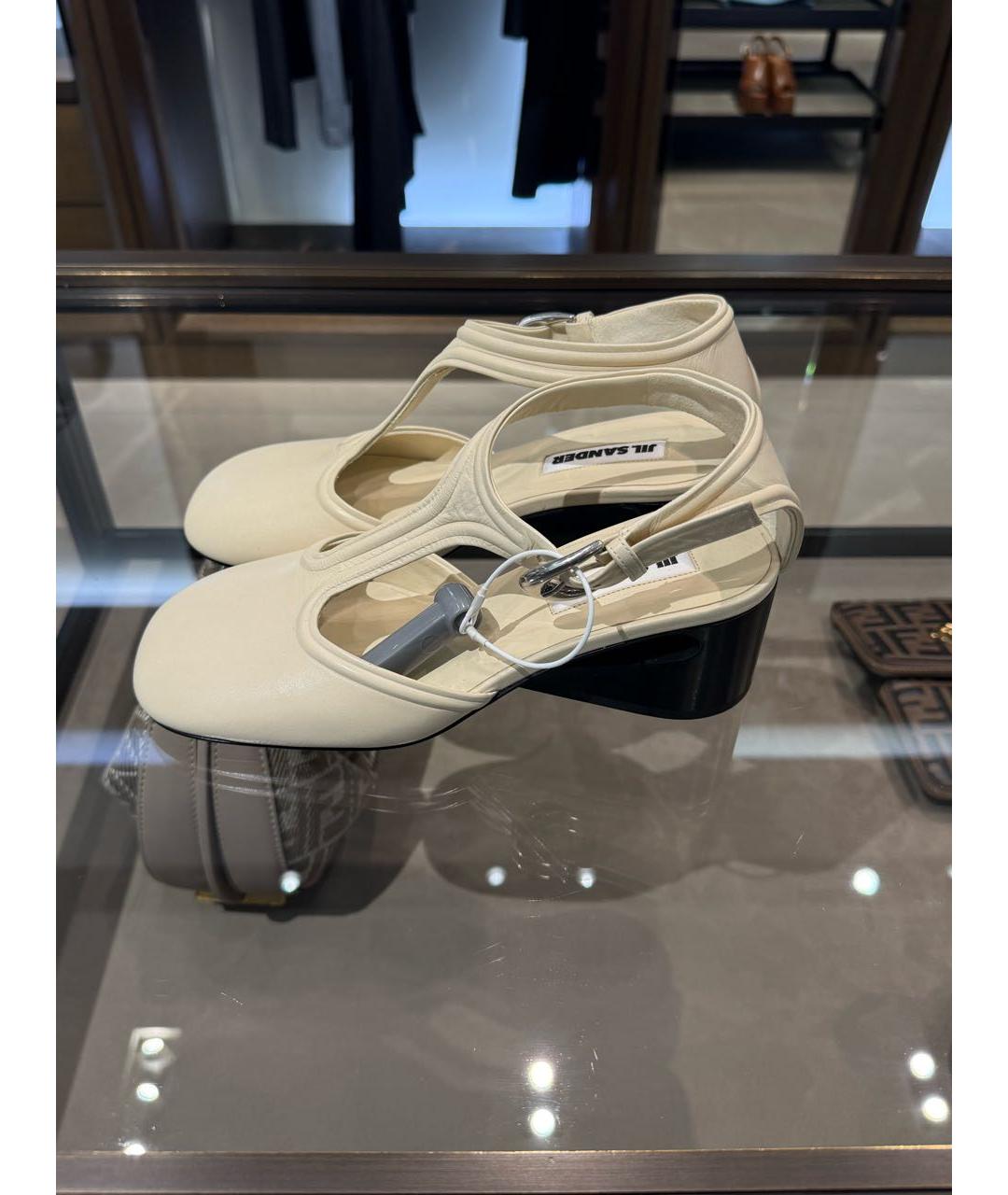 JIL SANDER Бежевые кожаные туфли, фото 3