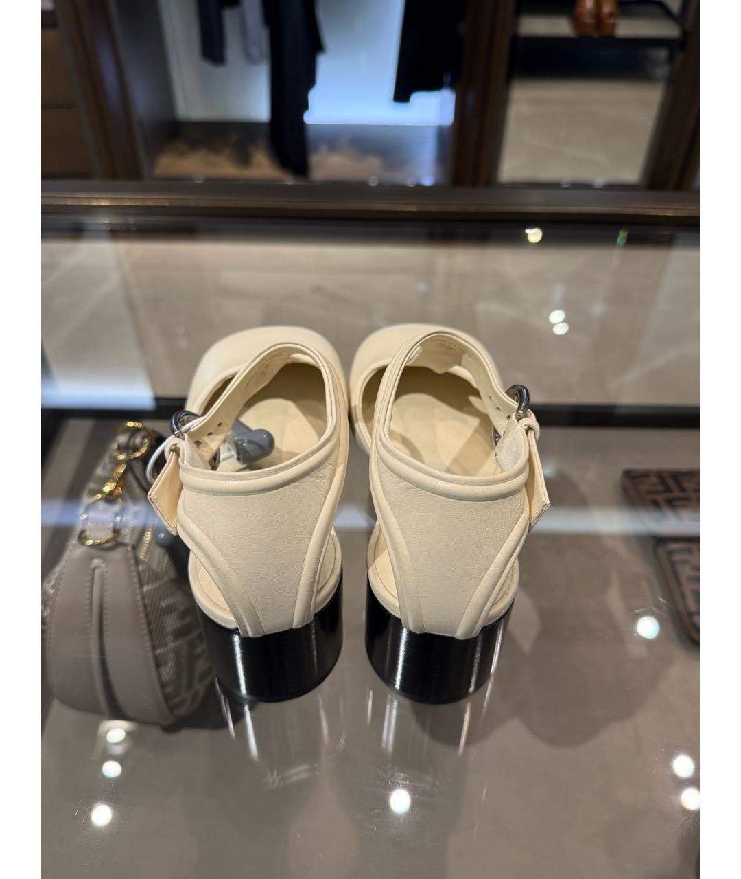 JIL SANDER Бежевые кожаные туфли, фото 4